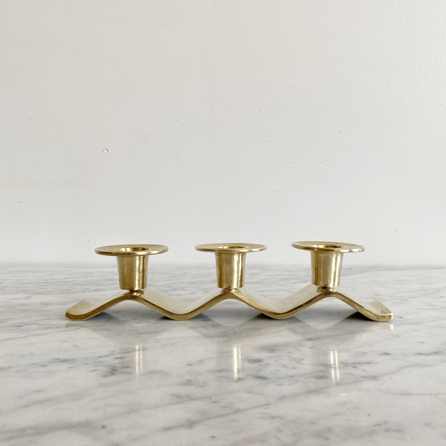 Vintage Brass Wave Candle Holder