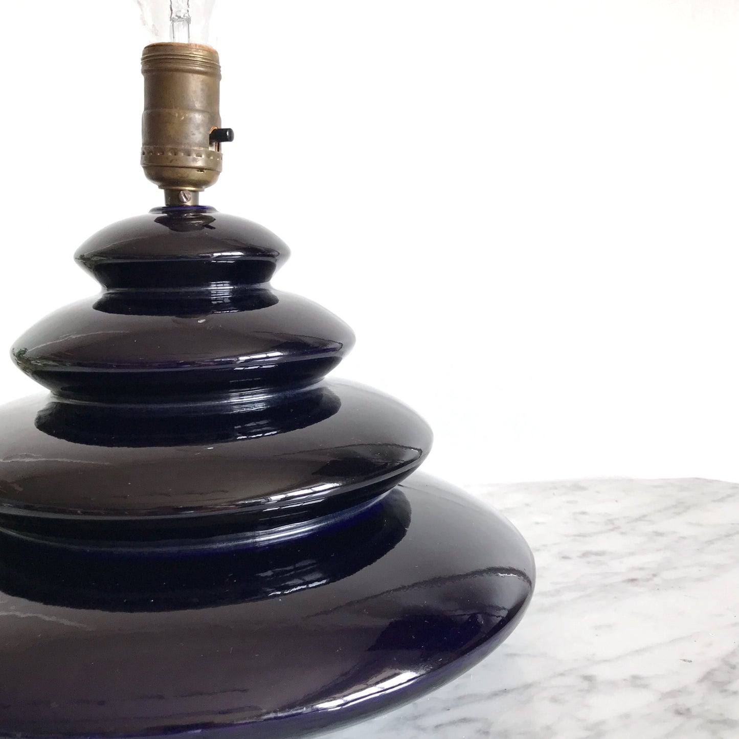 Sculptural Mid-Century Ceramic Lamp, Midnight Blue