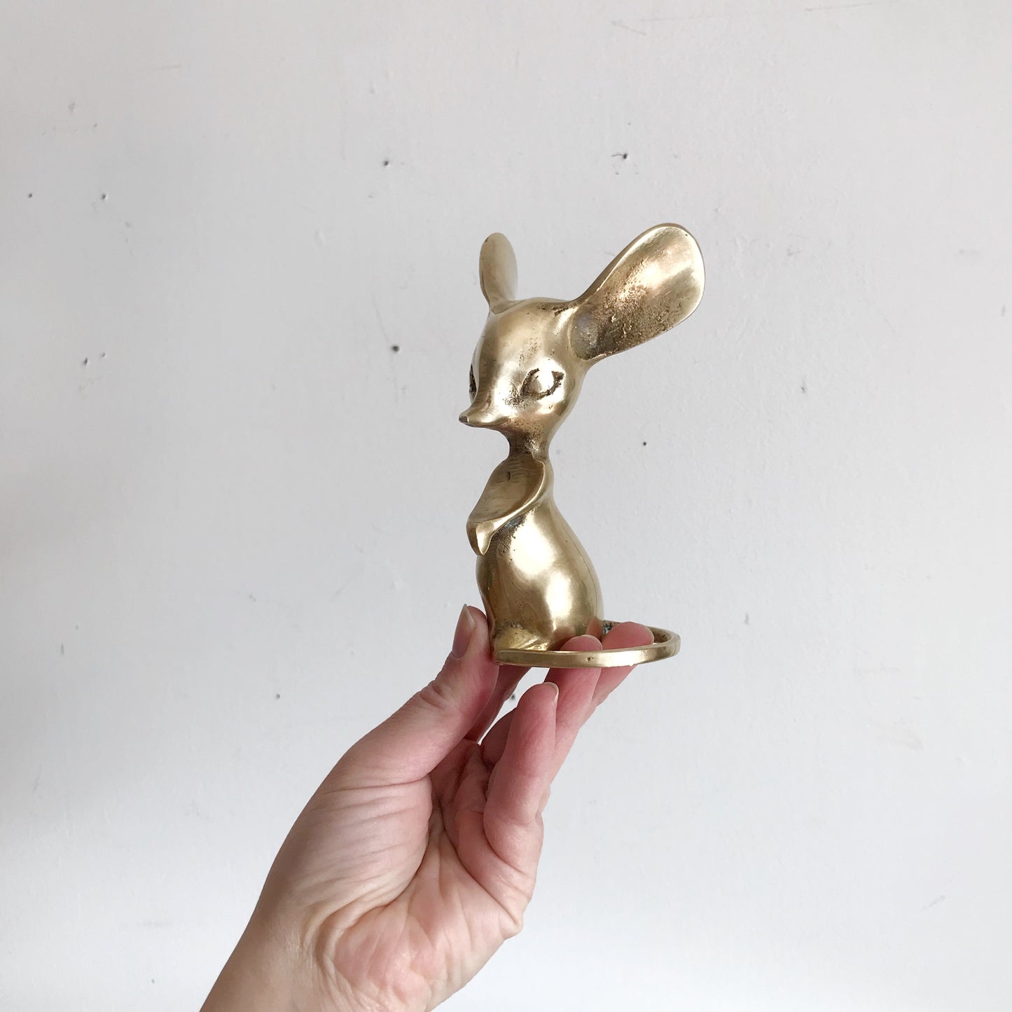 Vintage Brass Mouse, 5.25”