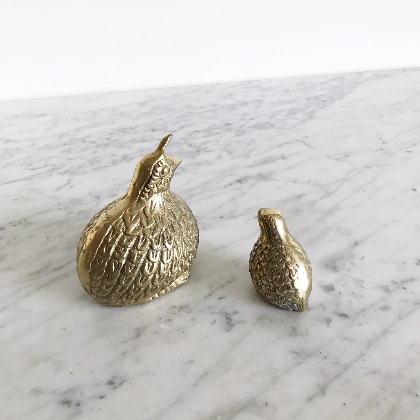 Pair of Darling Vintage Brass Quail