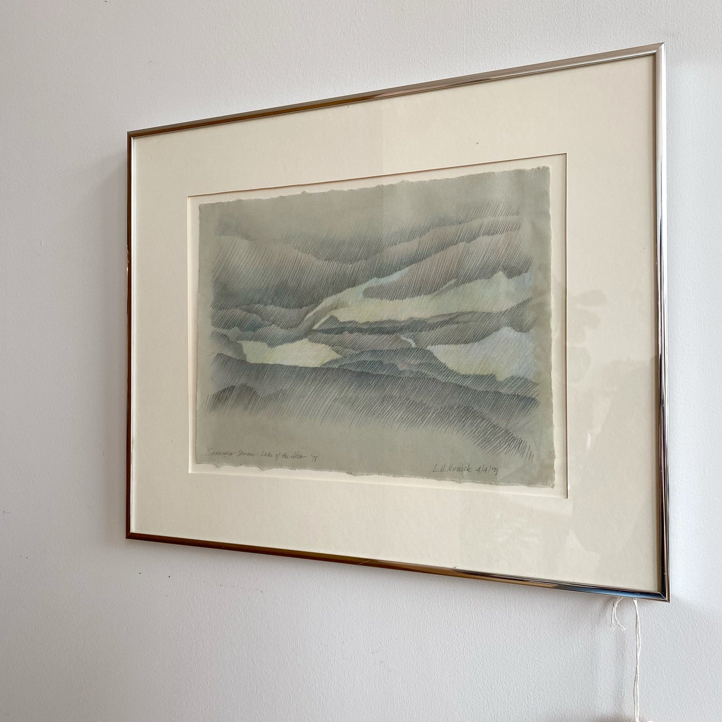 Vintage Original Drawing “Summer Storm Lake Of The Isle“
