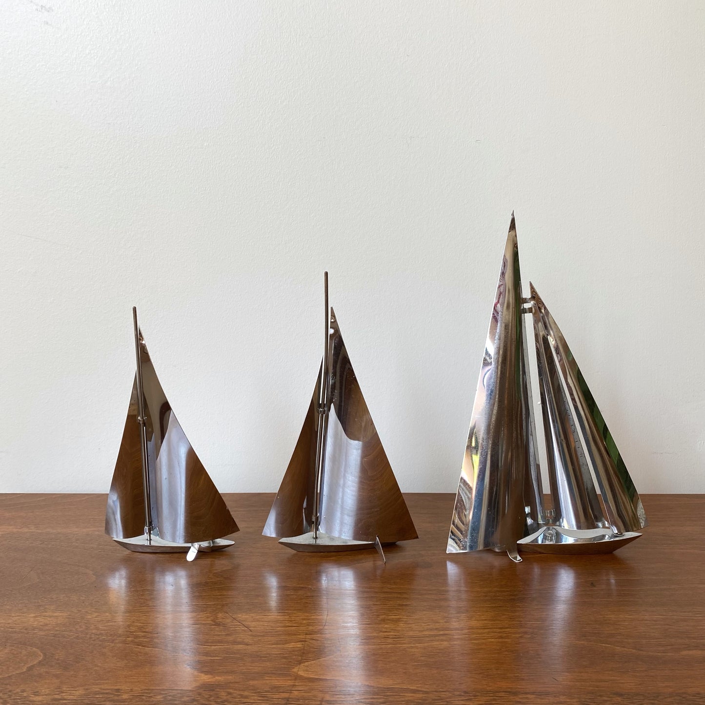 Set of 3 Vintage Steel Sailboats