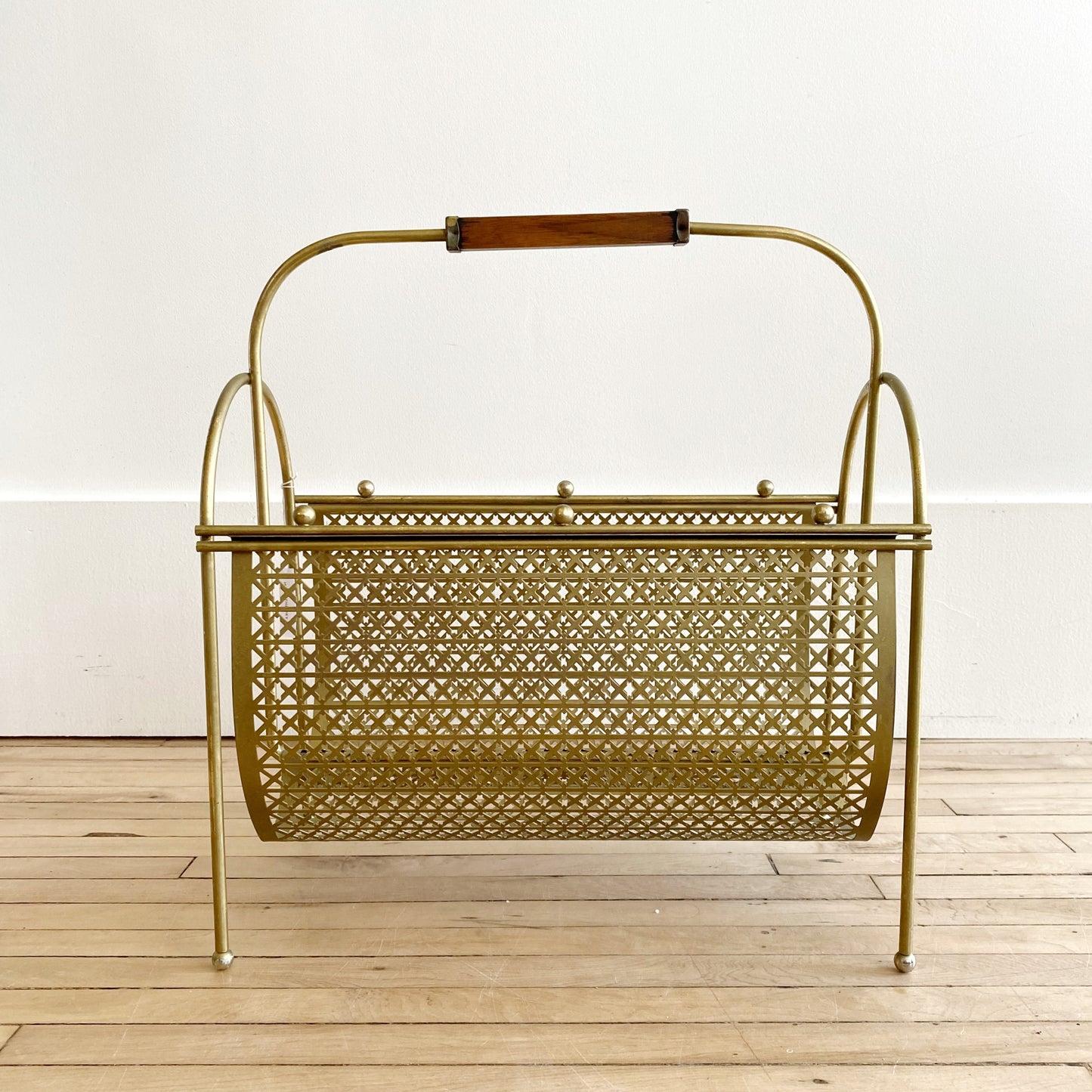 Vintage MCM Wire Mesh Magazine Holder