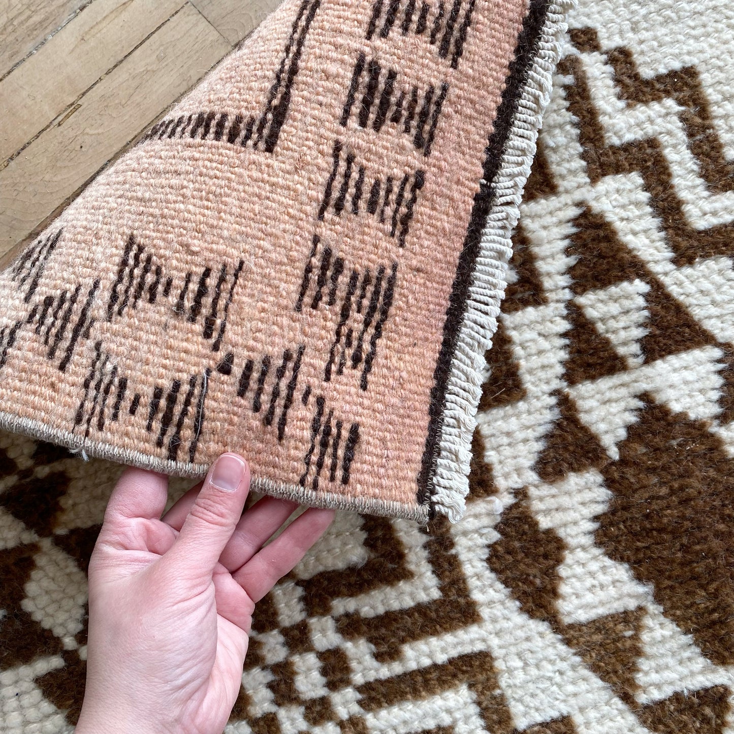 Vintage Neutral Herki Runner Rug (2.6 x 13.4)