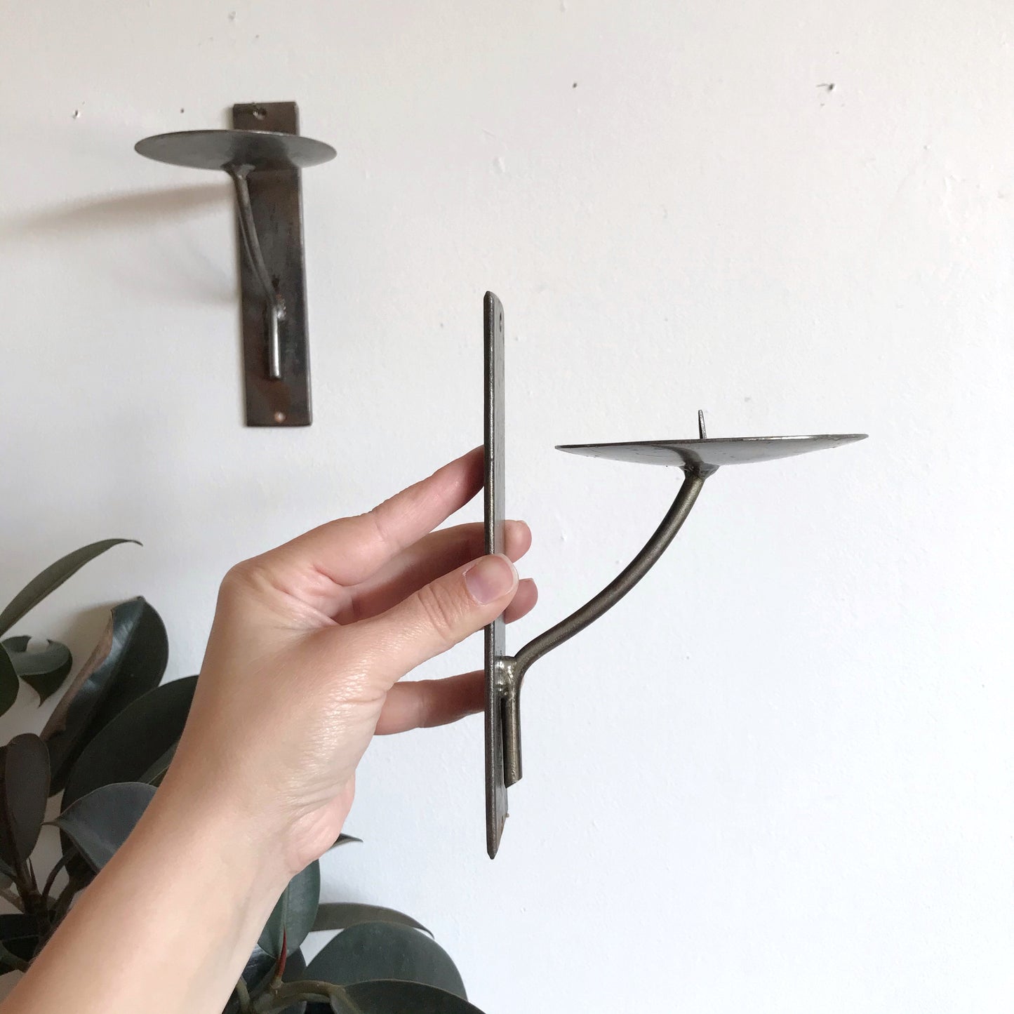 Pair of Vintage Metal Candle Sconces, Mexico