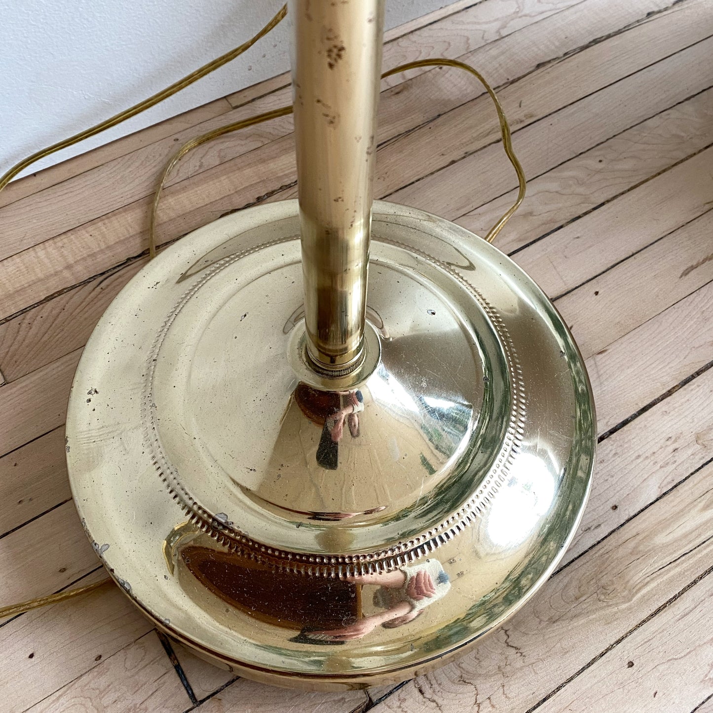 Vintage Brass Floor Lamp with Shade