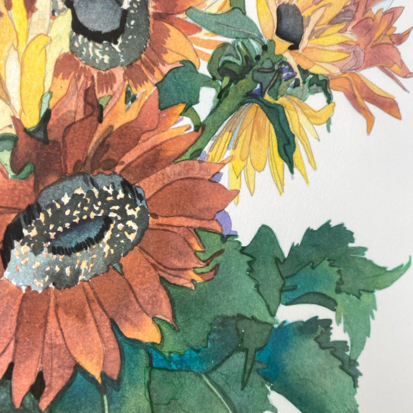Oversized Original Sunflower Art Print, (28.25” x 43.75”)