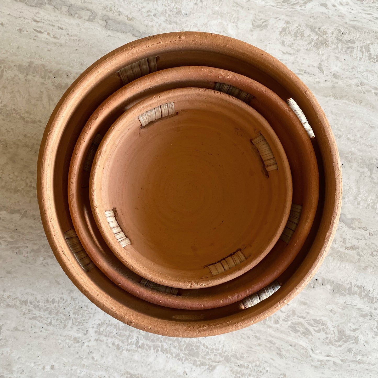 Set of Vintage Terra-cotta Clay Nesting Bowls
