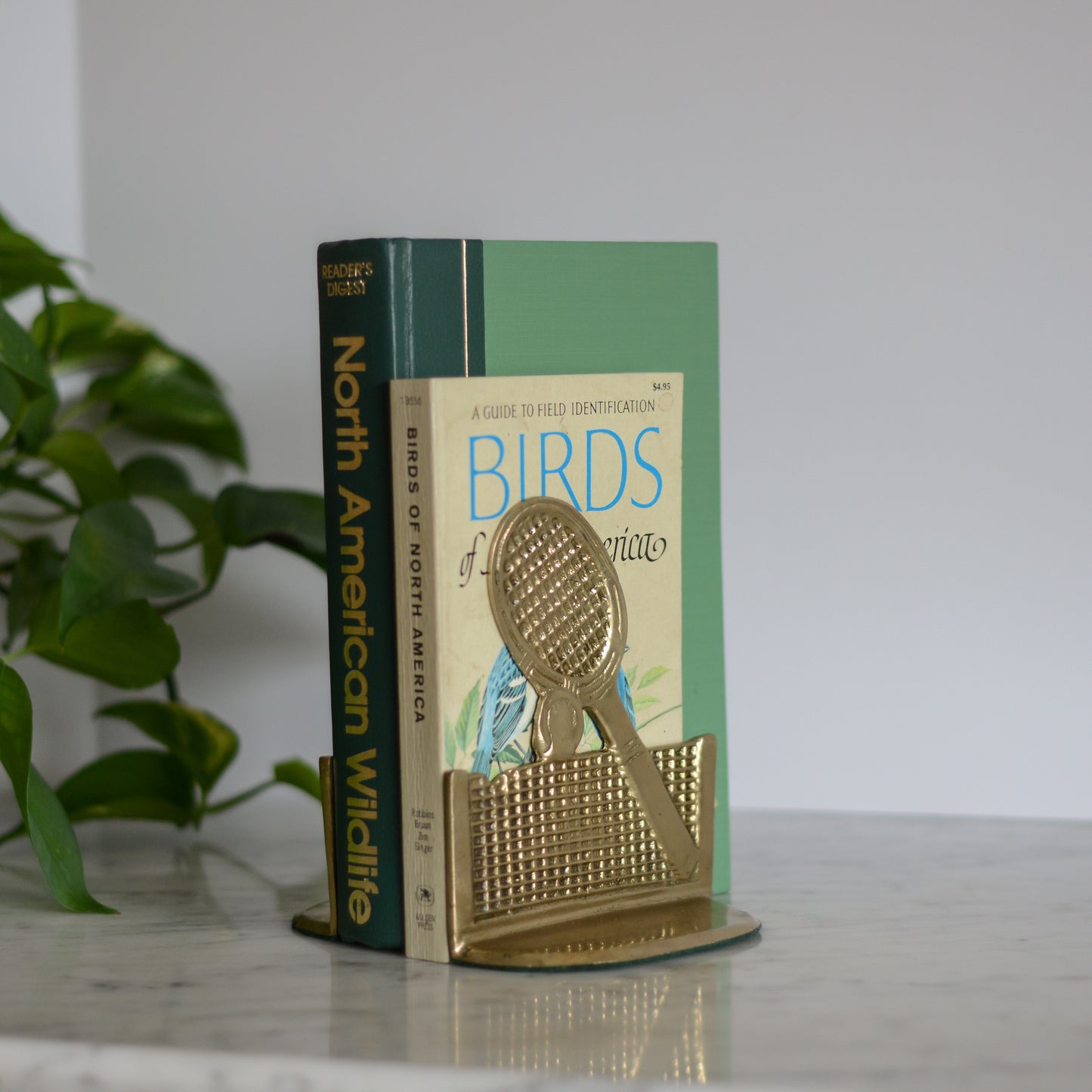 Pair of Vintage Brass Tennis Racquet Bookends