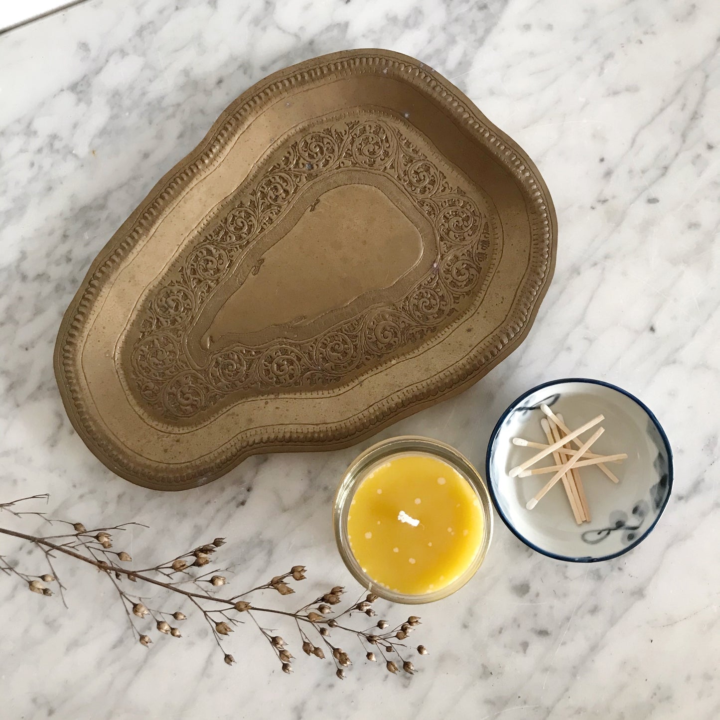Vintage Asymmetrical Brass Tray