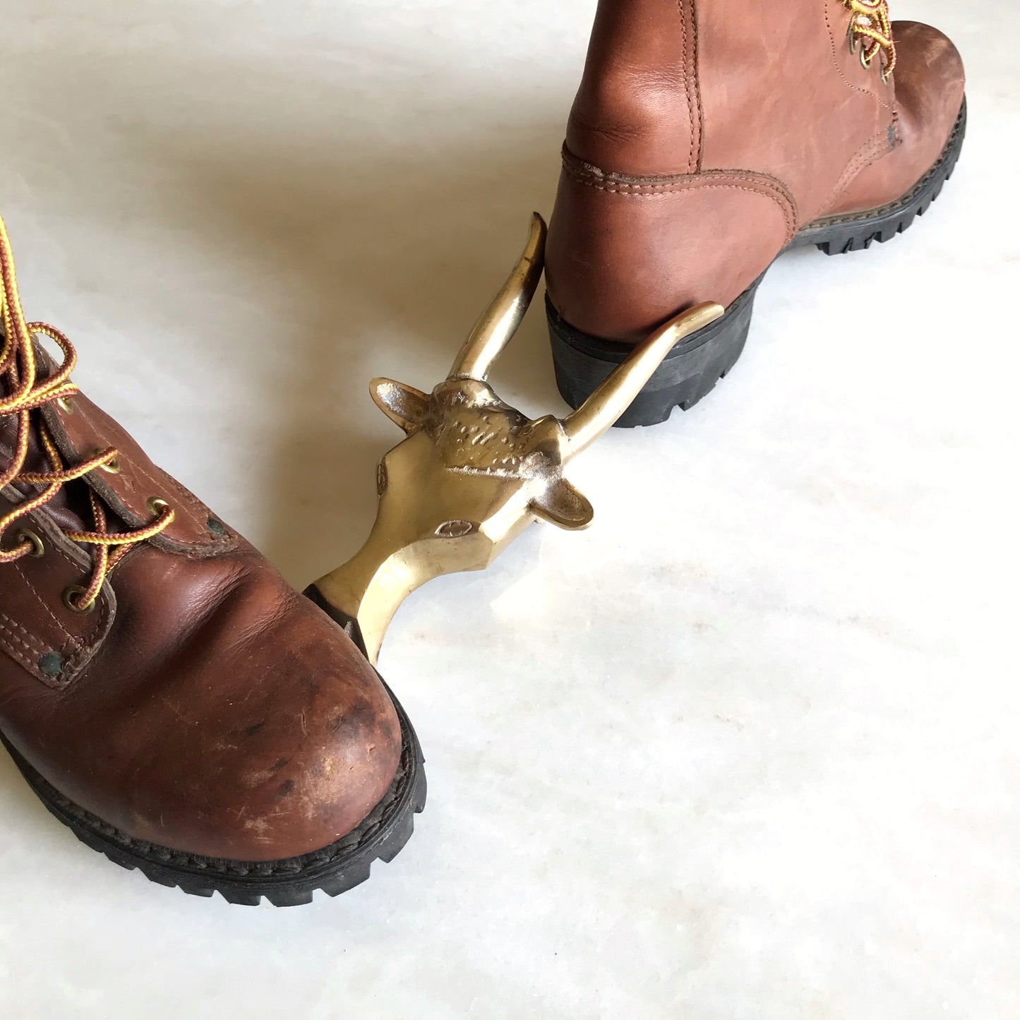 Vintage Brass Bull Bootjack / Boot Jack