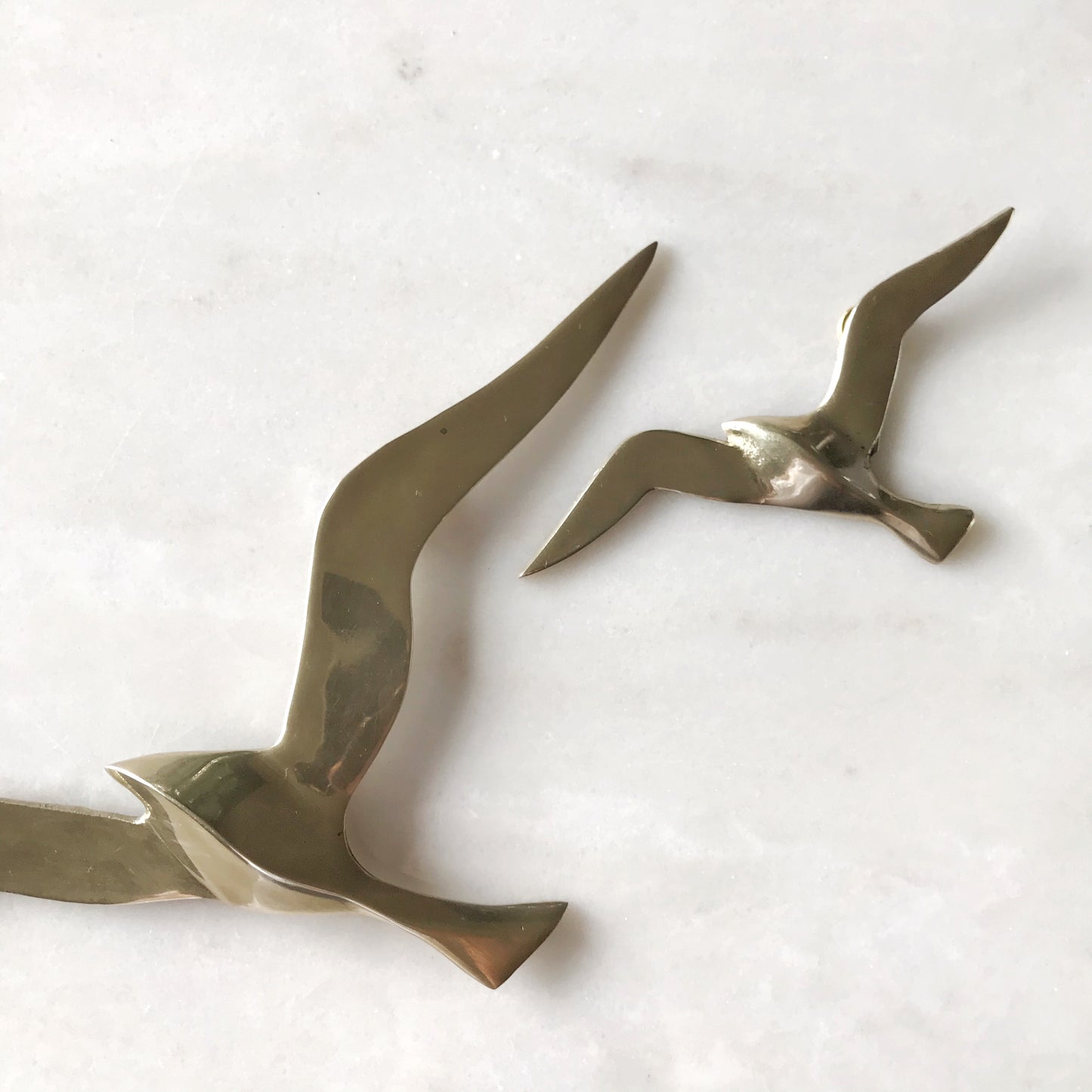 Pair of Vintage Brass Seagulls, Wall Decor