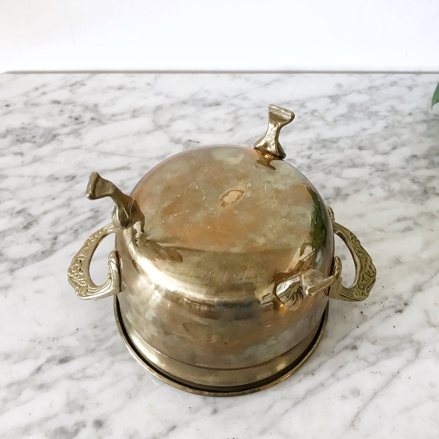 Vintage Footed Brass Planter