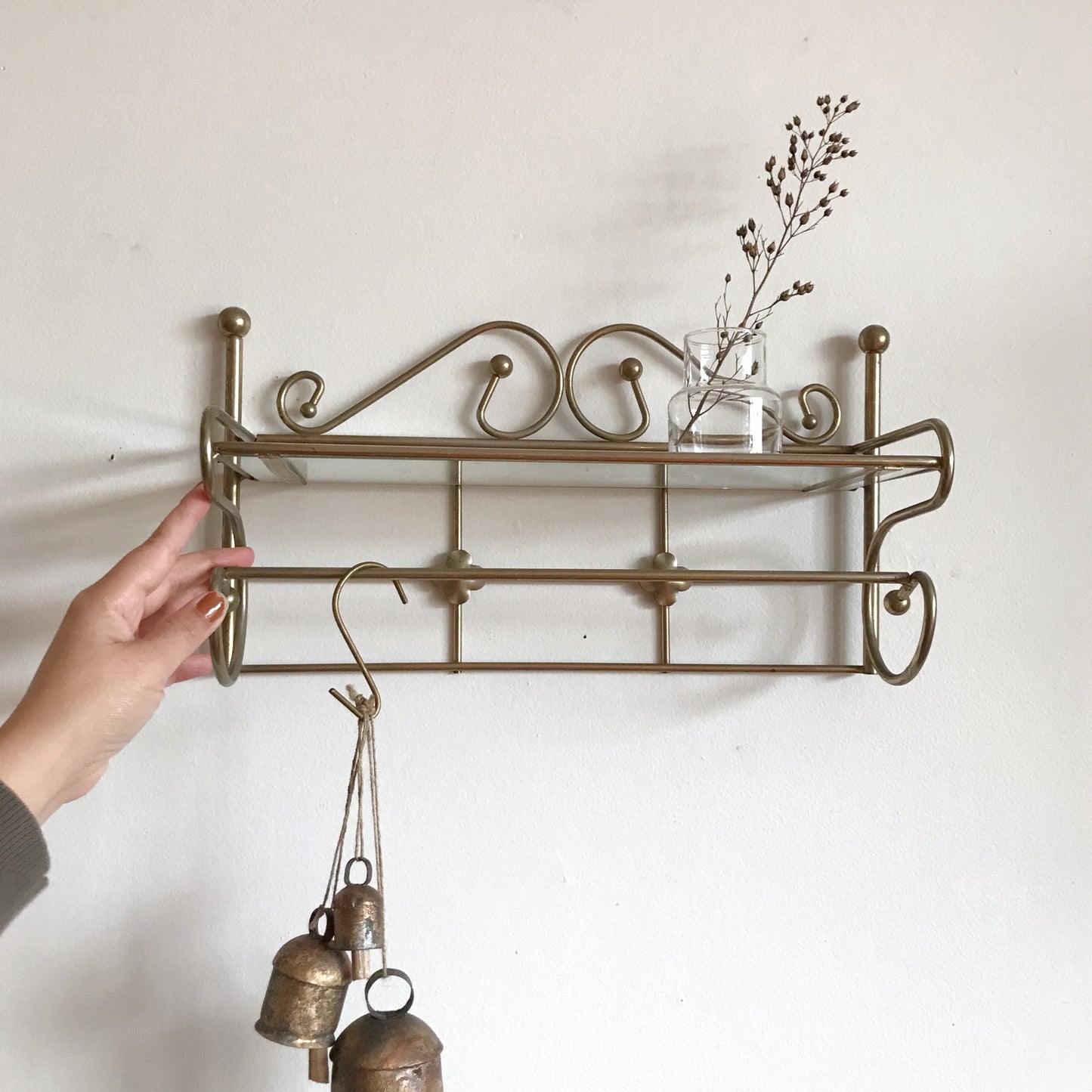 Vintage Gold and Glass Shelf