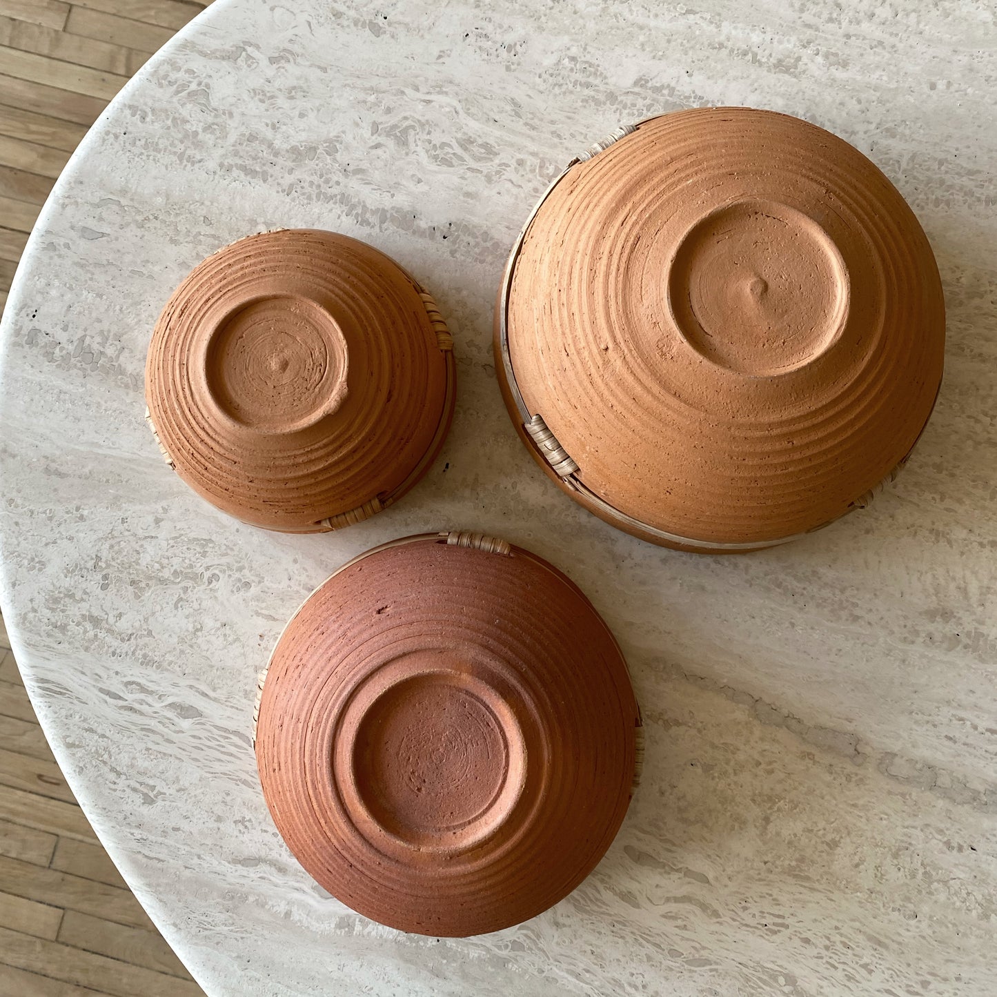 Set of Vintage Terra-cotta Clay Nesting Bowls