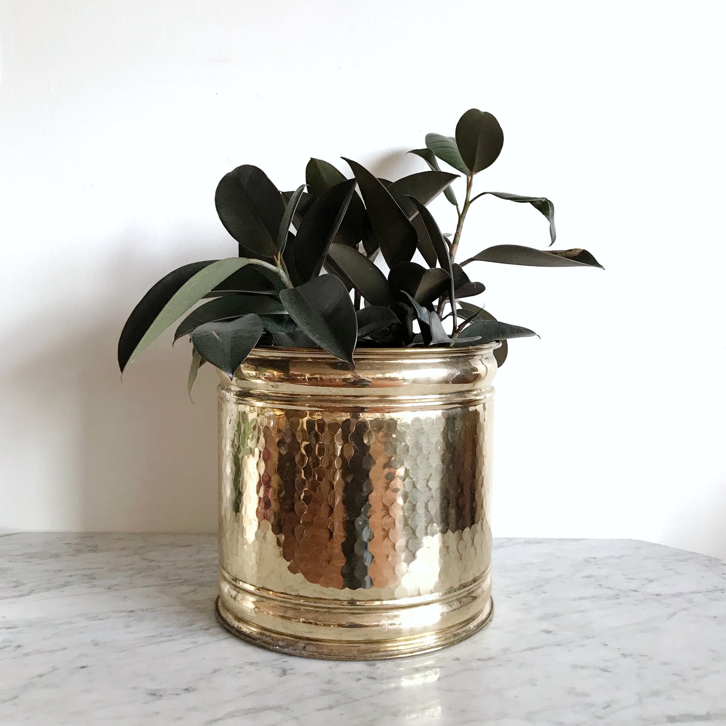 XL Vintage Hammered Brass Planter
