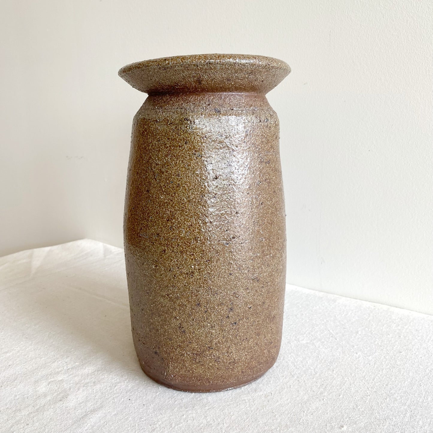 XL Vintage Textured Stoneware Vase, 11.25”