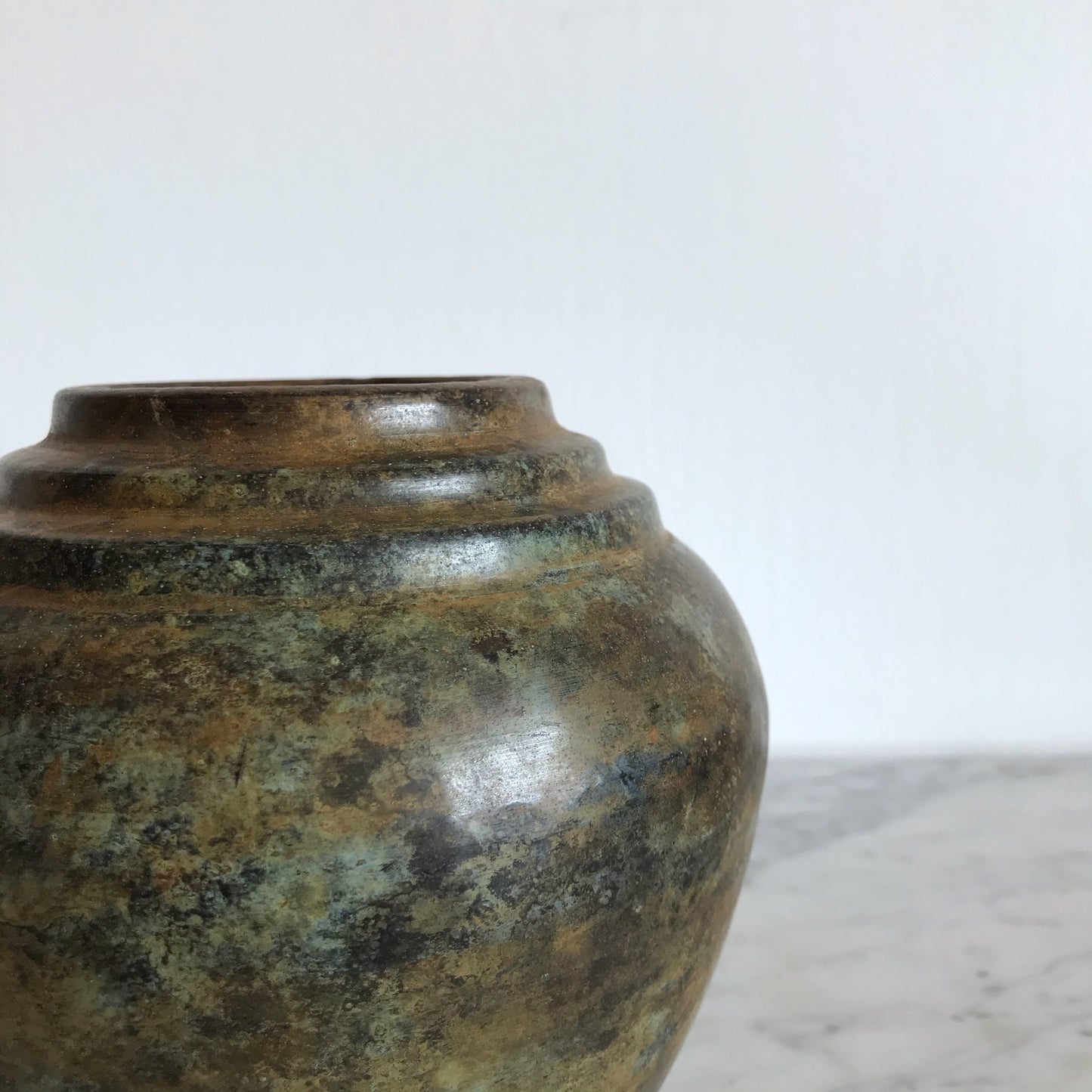 Found Tiered Metal Vase with Patina