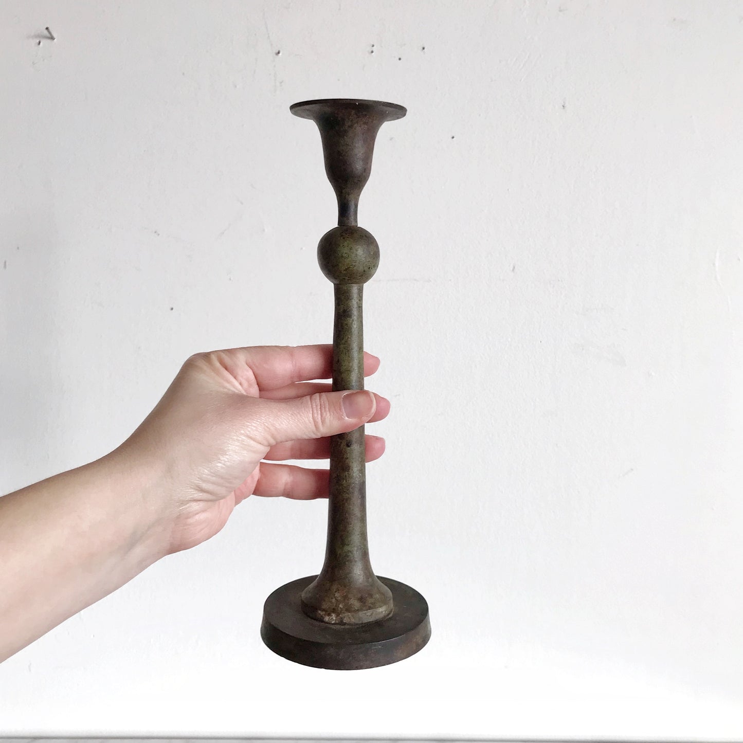 X-Tall Vintage Candle Holder with Patina