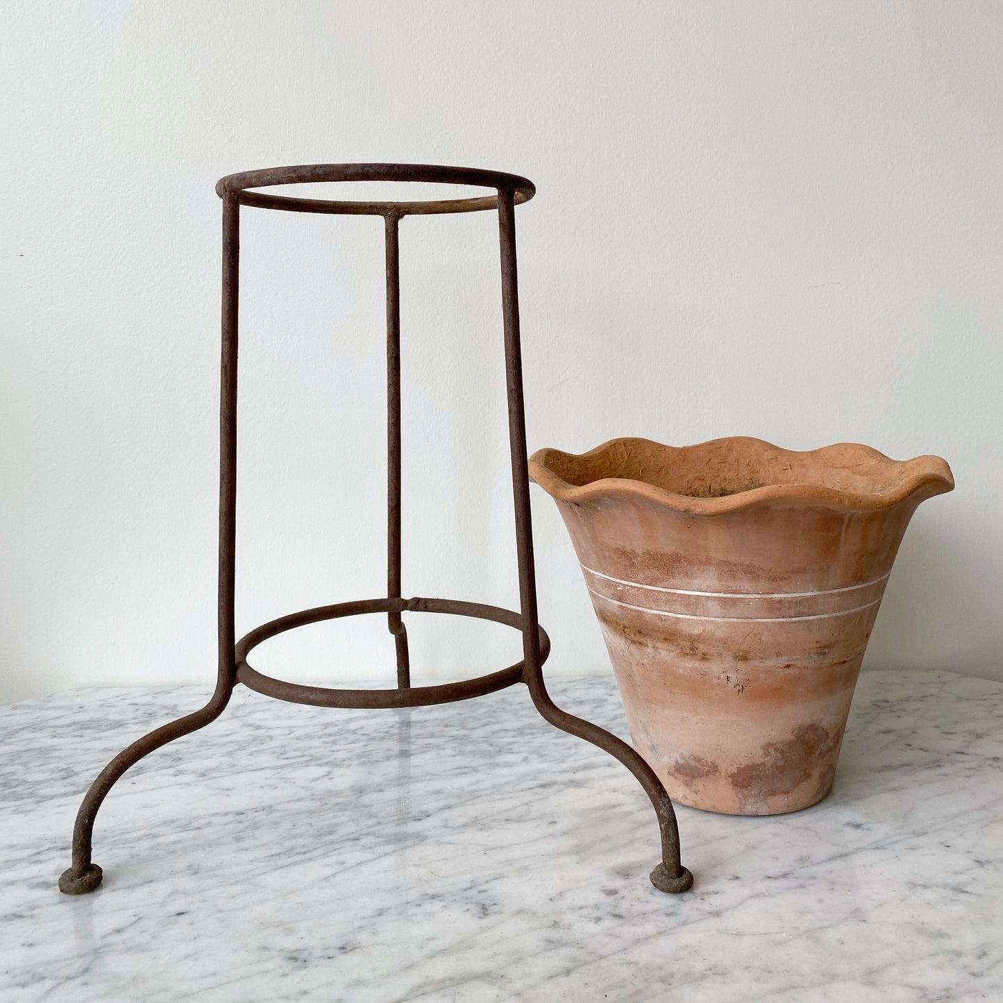 Single Vintage Terracotta Planter with Iron Stand