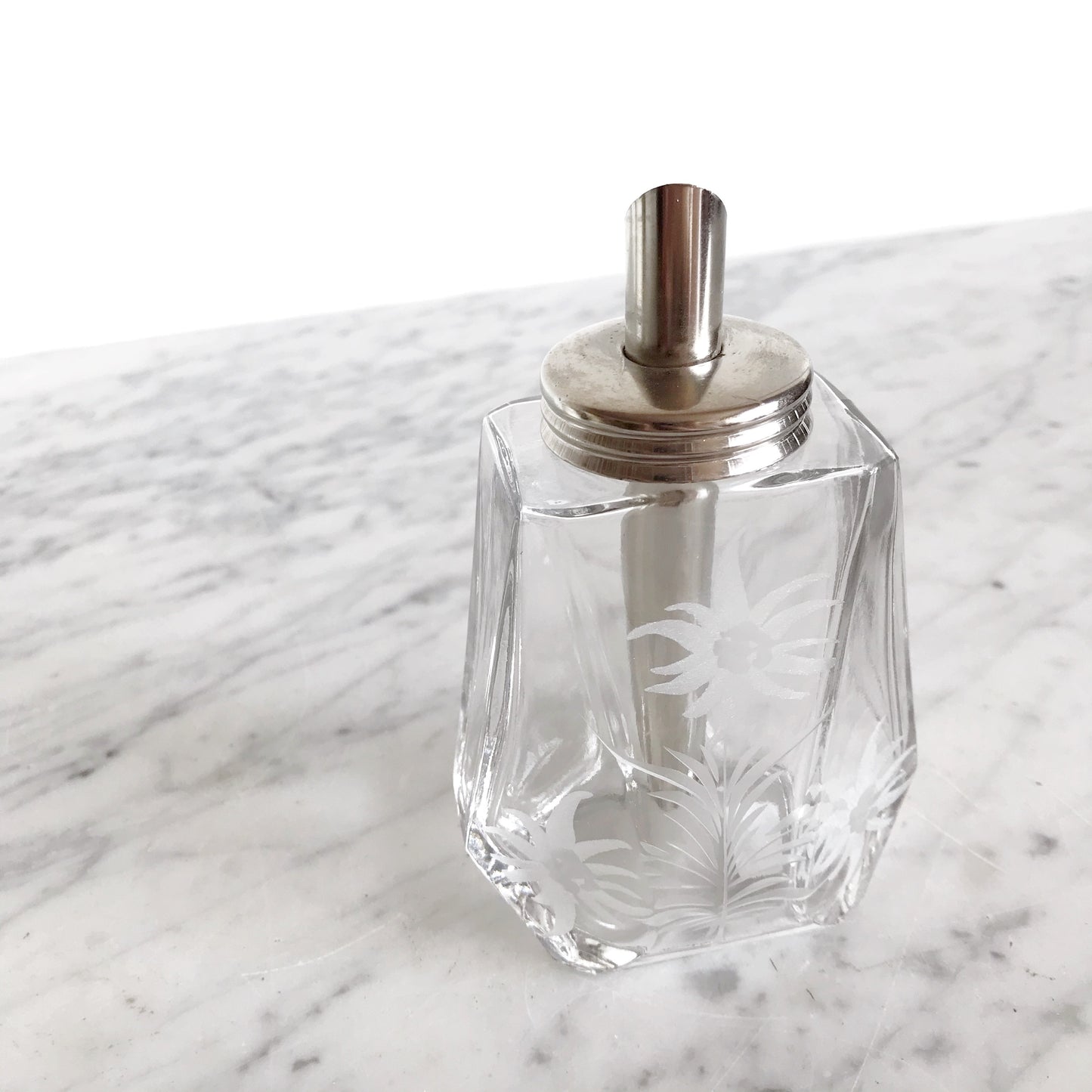 Vintage Etched Glass Bottle / Decanter