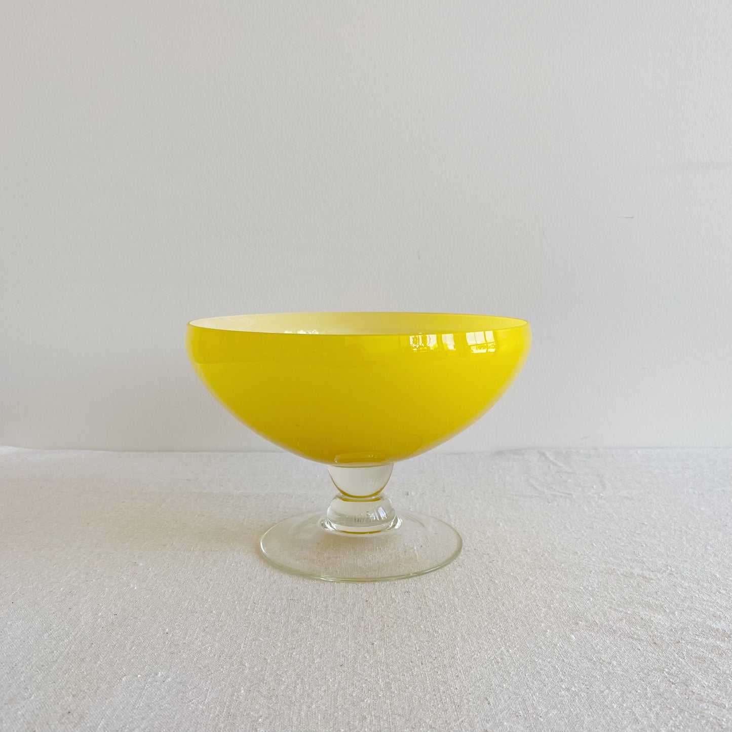 Vintage Yellow Glass Footed Bowl