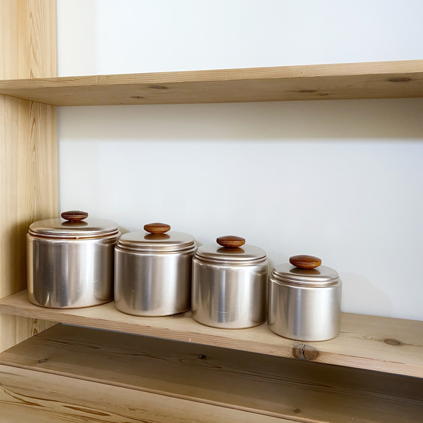 Set of Vintage 1950's Aluminum Kitchen Canister Set