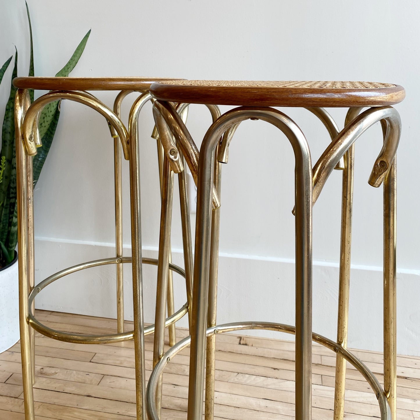 Pair of Vintage Thonet-style Counter Stools