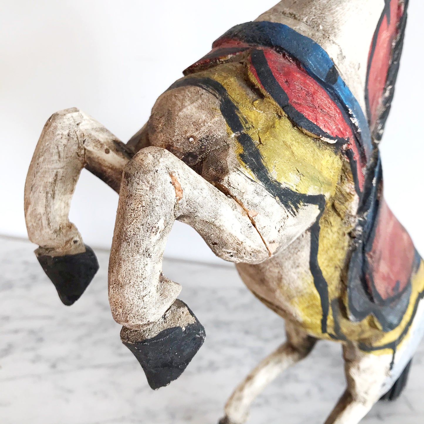Vintage Hand-Carved Wooden Horse Sculpture