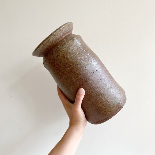 XL Vintage Textured Stoneware Vase, 11.25”
