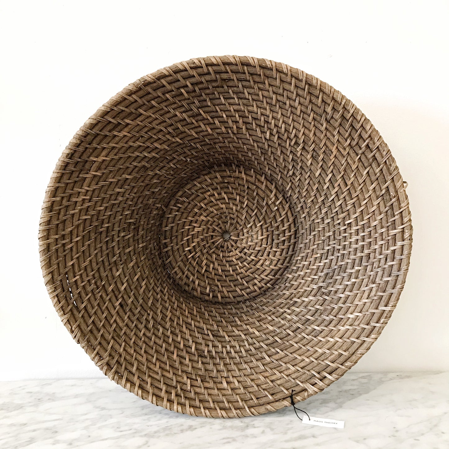 XL Vintage Woven Dark Wicker Bowl, 18.25”