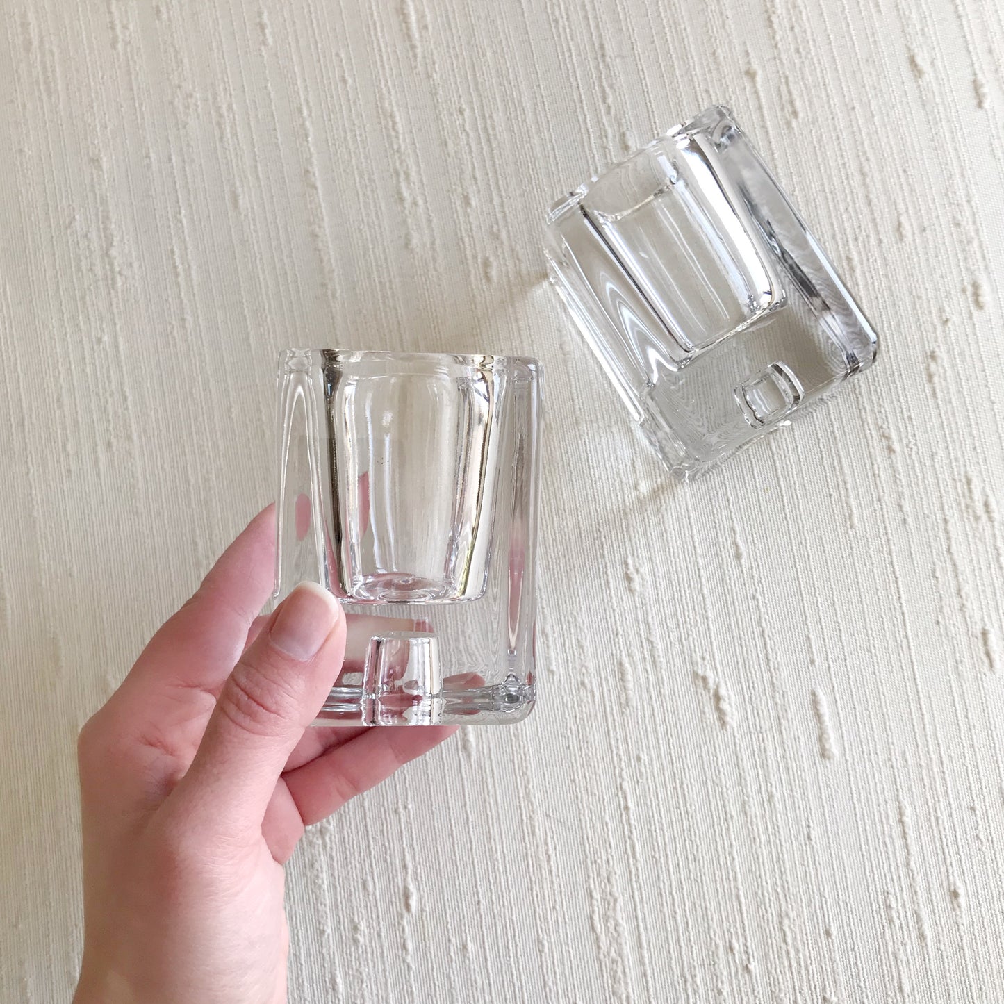 PAIR: Glass Duo Votive / Taper Candle Holders