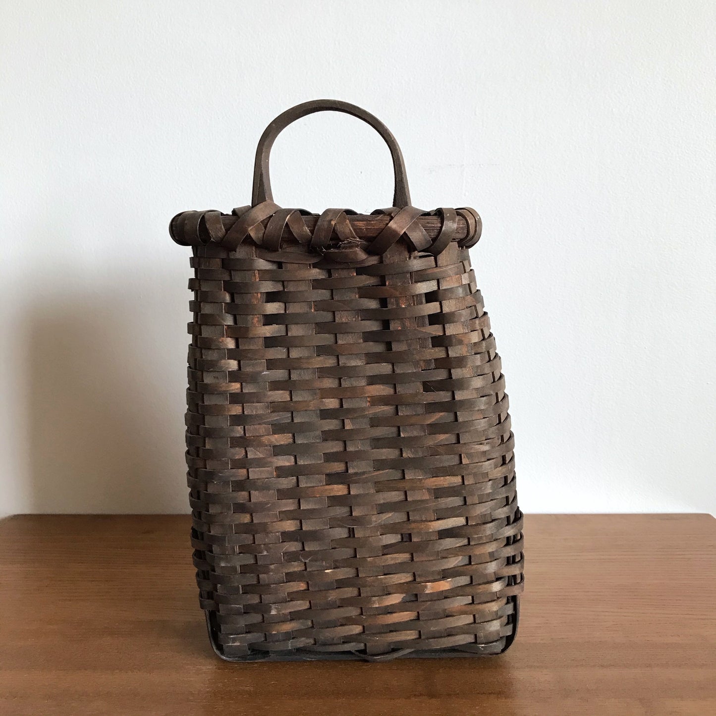 Dark Vintage Woven Hanging Basket