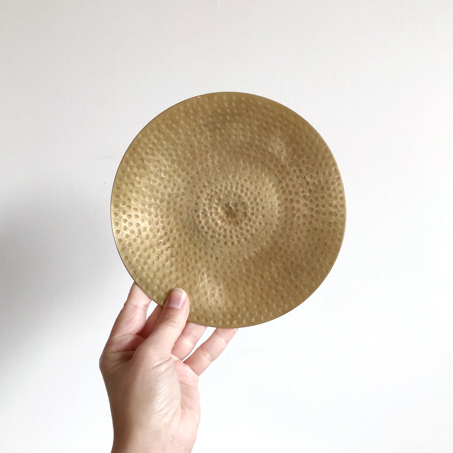 Vintage Hammered Brass Tray, 7.5"