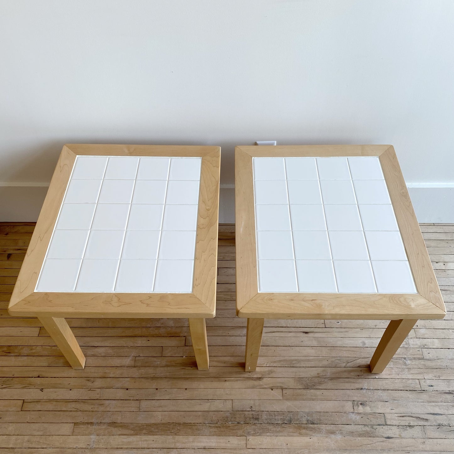 Vintage 90's Maple + White Tile Tables, Choose