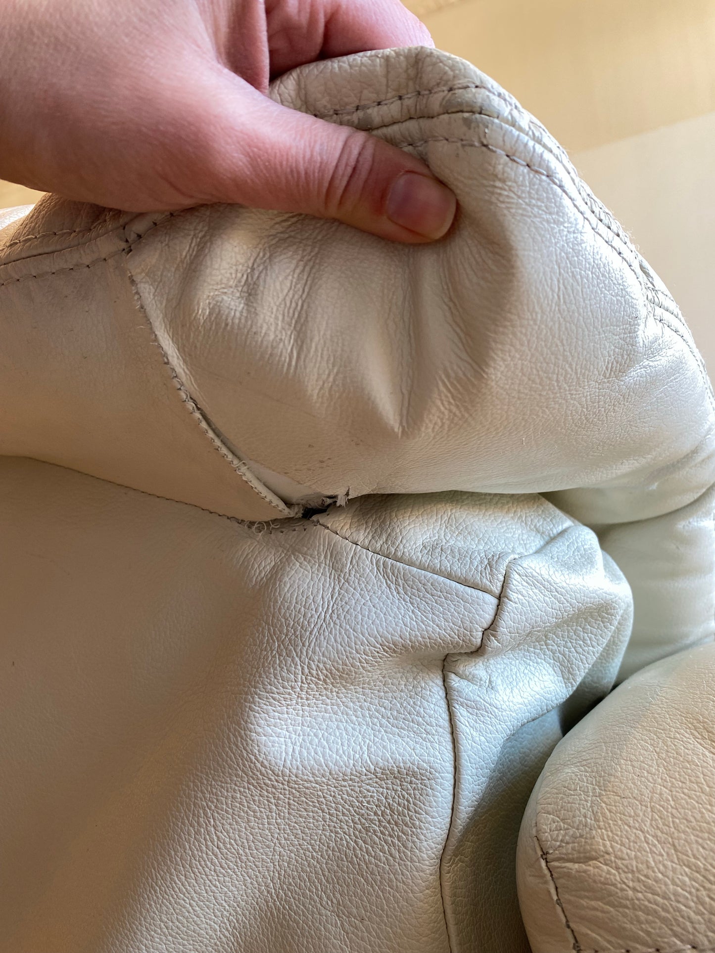 Vintage Slouchy Leather Sofa, 7'
