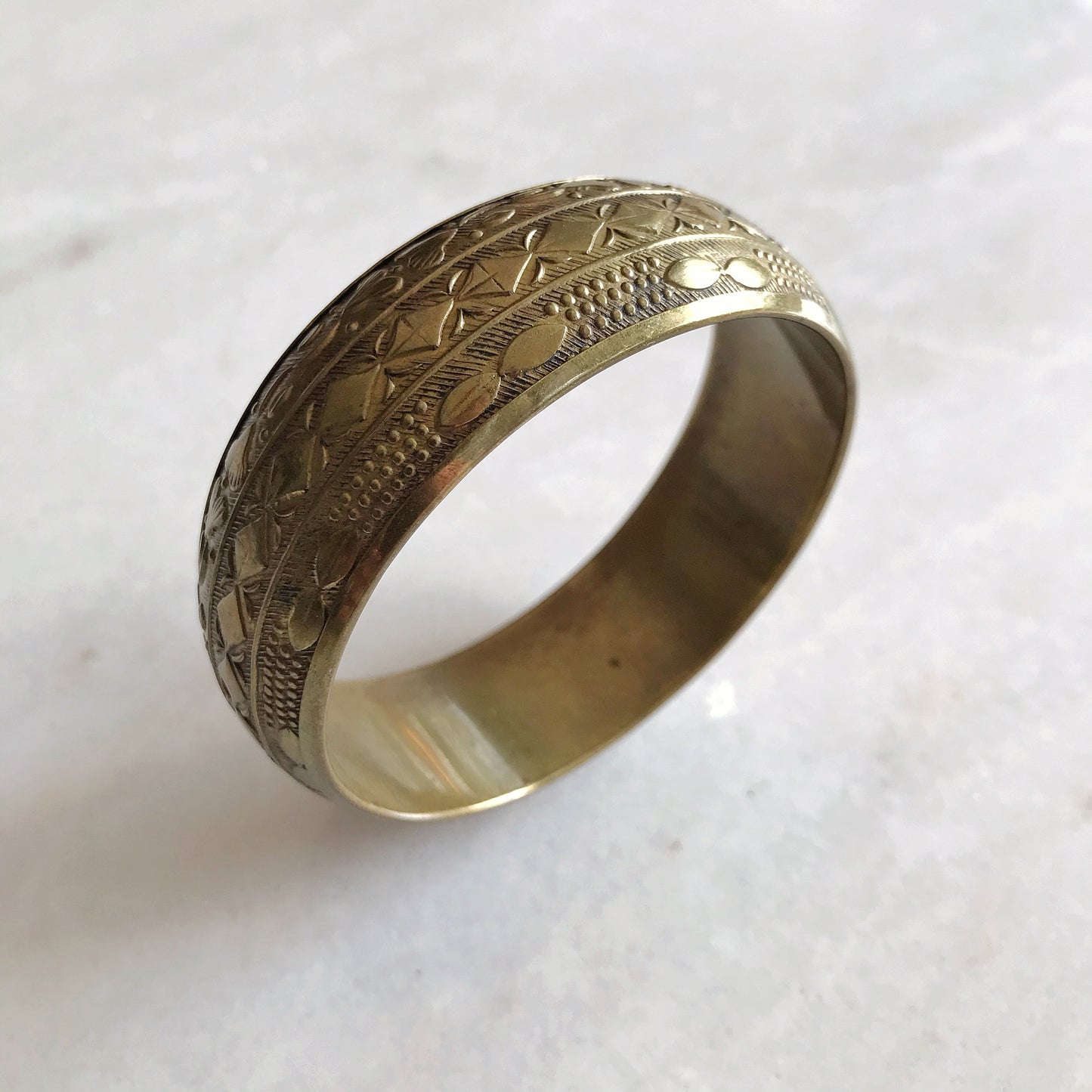 Vintage Textured Brass Cuff Bracelet