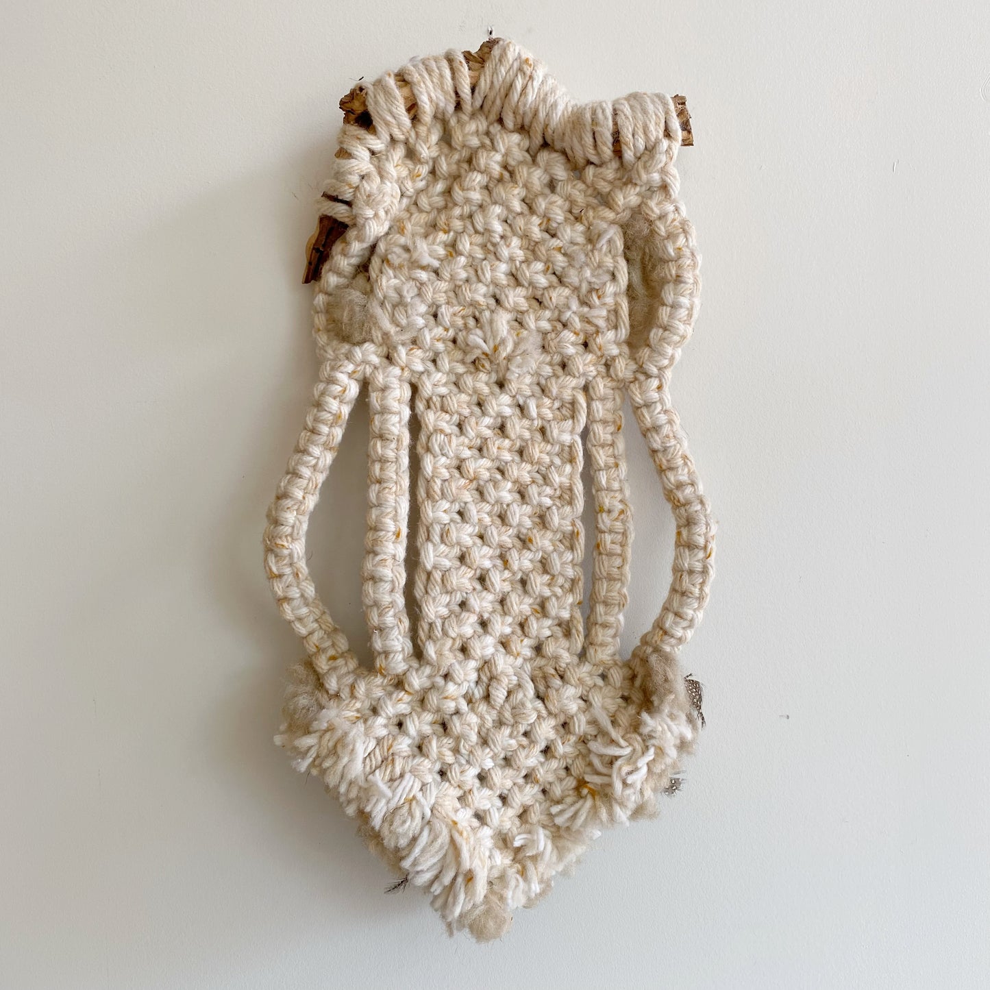 XL Vintage Macrame Owl, Oatmeal