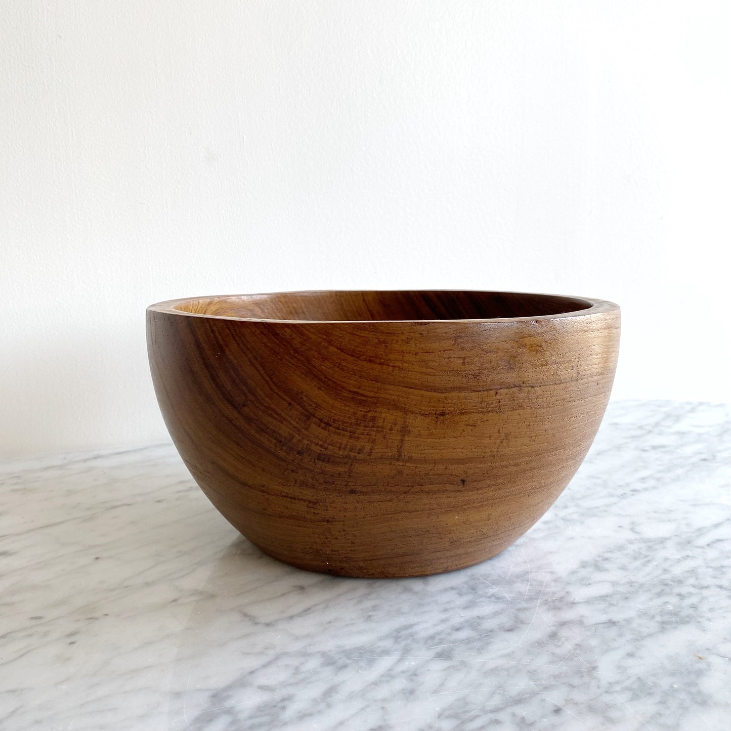 Large Vintage Wood Serving Bowl, 10"