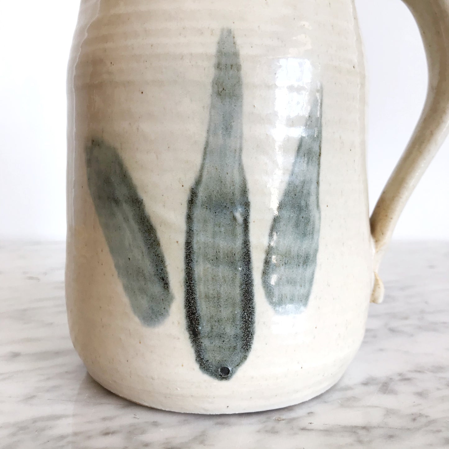 Vintage Stoneware Pitcher with Abstract Strokes