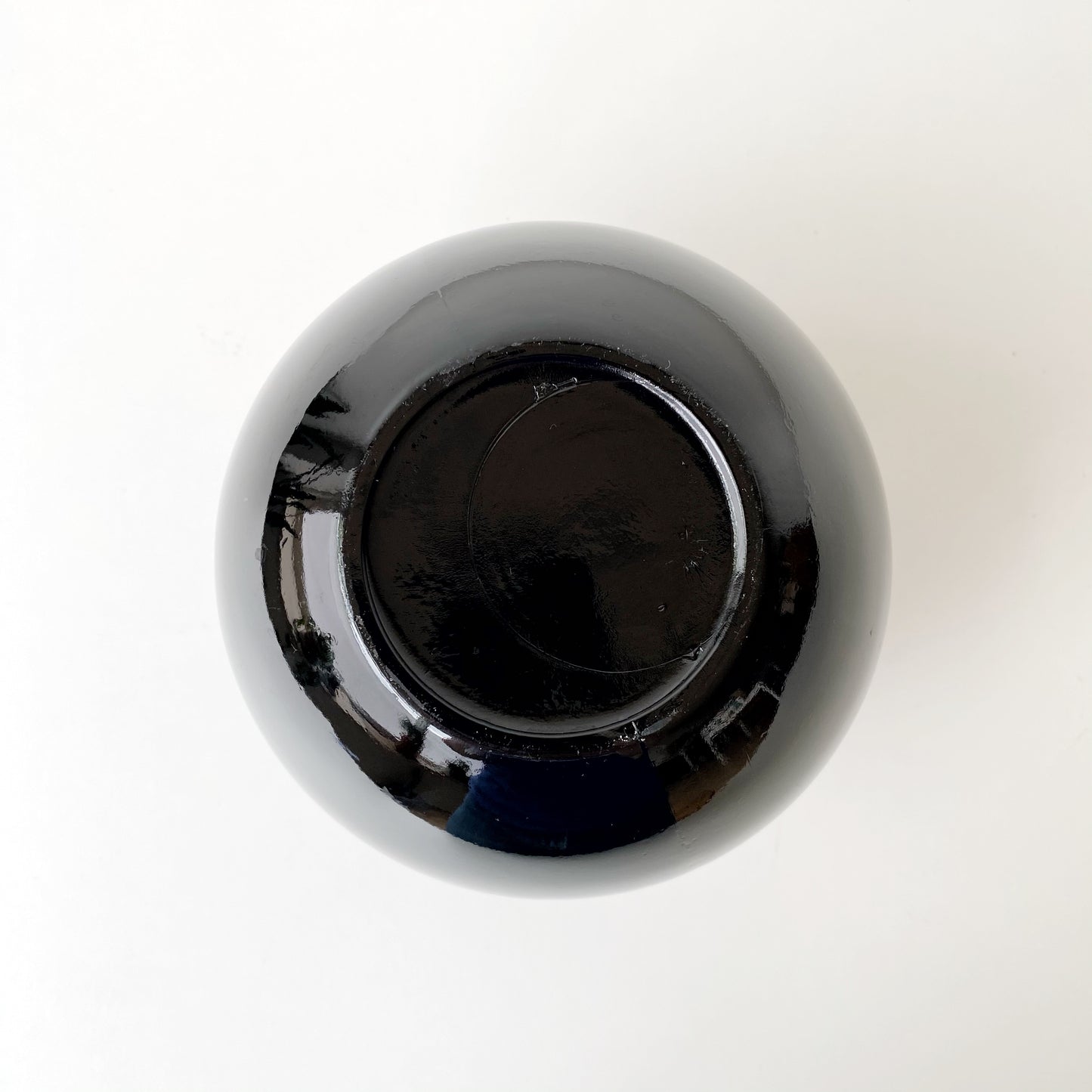 Vintage Black Glass Orb Vase
