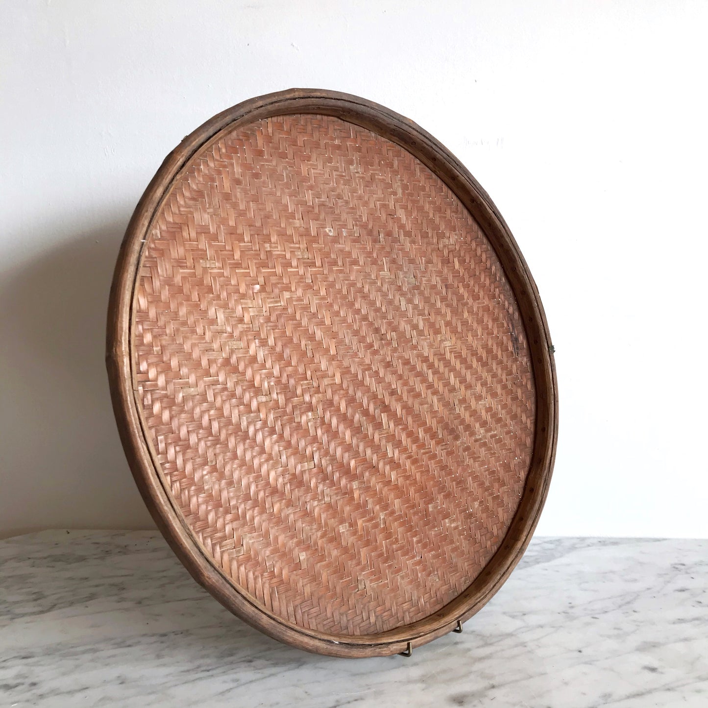 Vintage Round Woven Tray, 18"