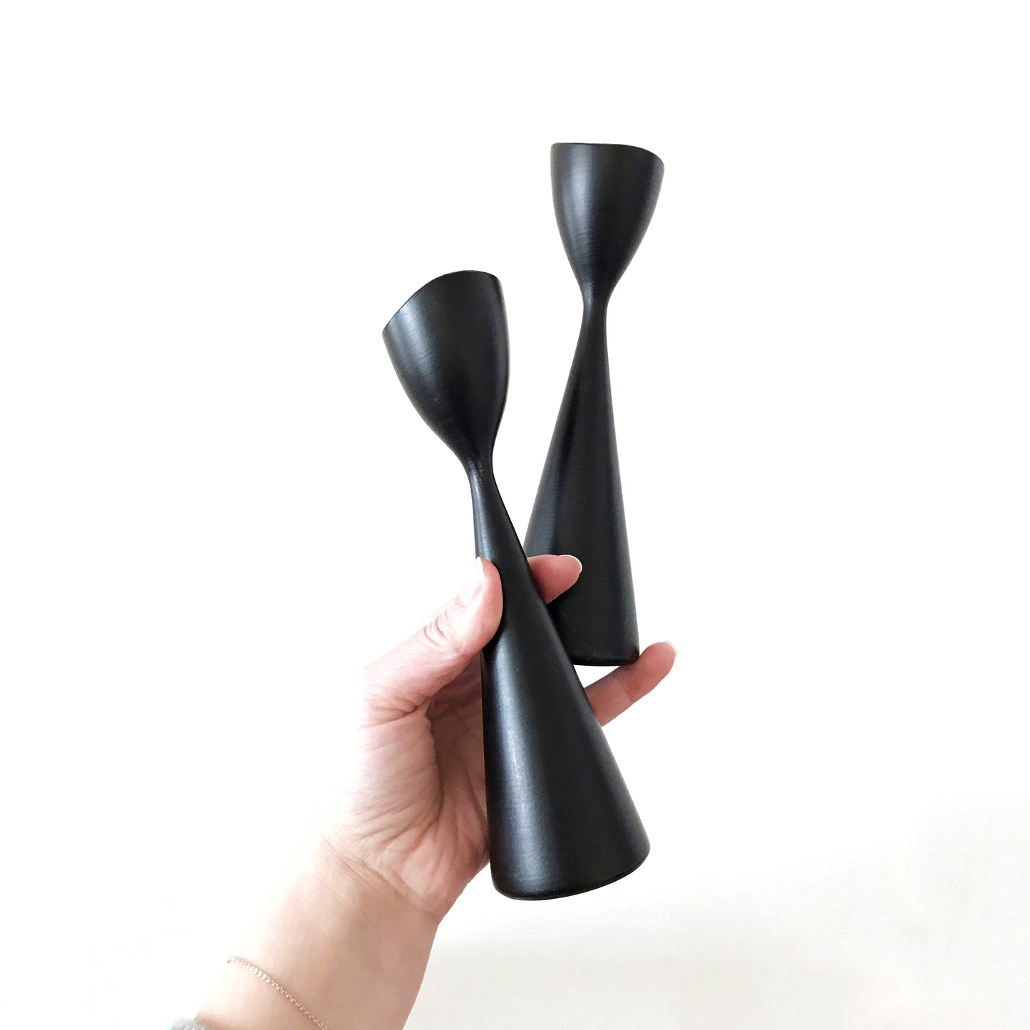 Vintage Black & Red Modern Candle Holders, Sweden
