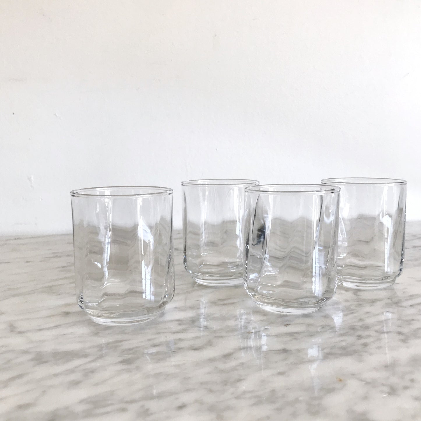 Set of 4 Clear Wavy Glass Juice Cups