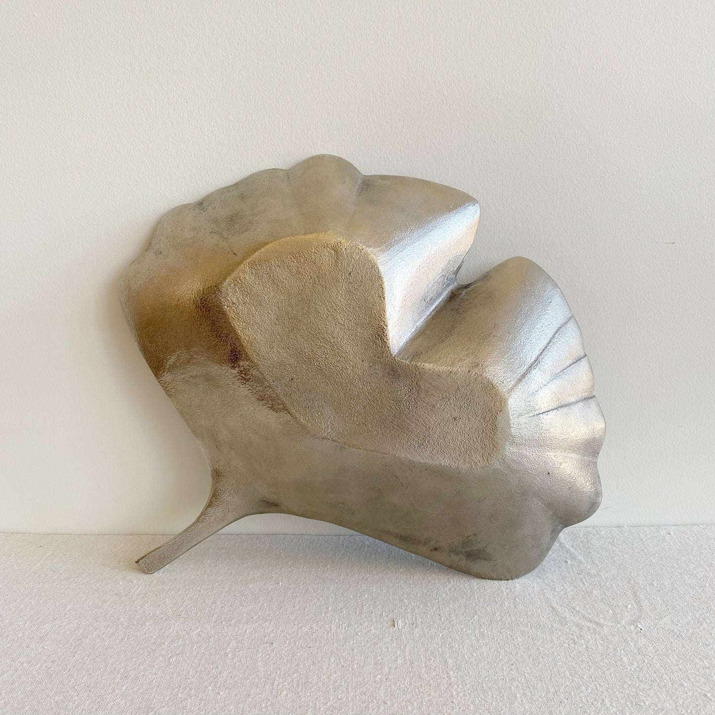 Oversized Metal Ginkgo Leaf Bowl