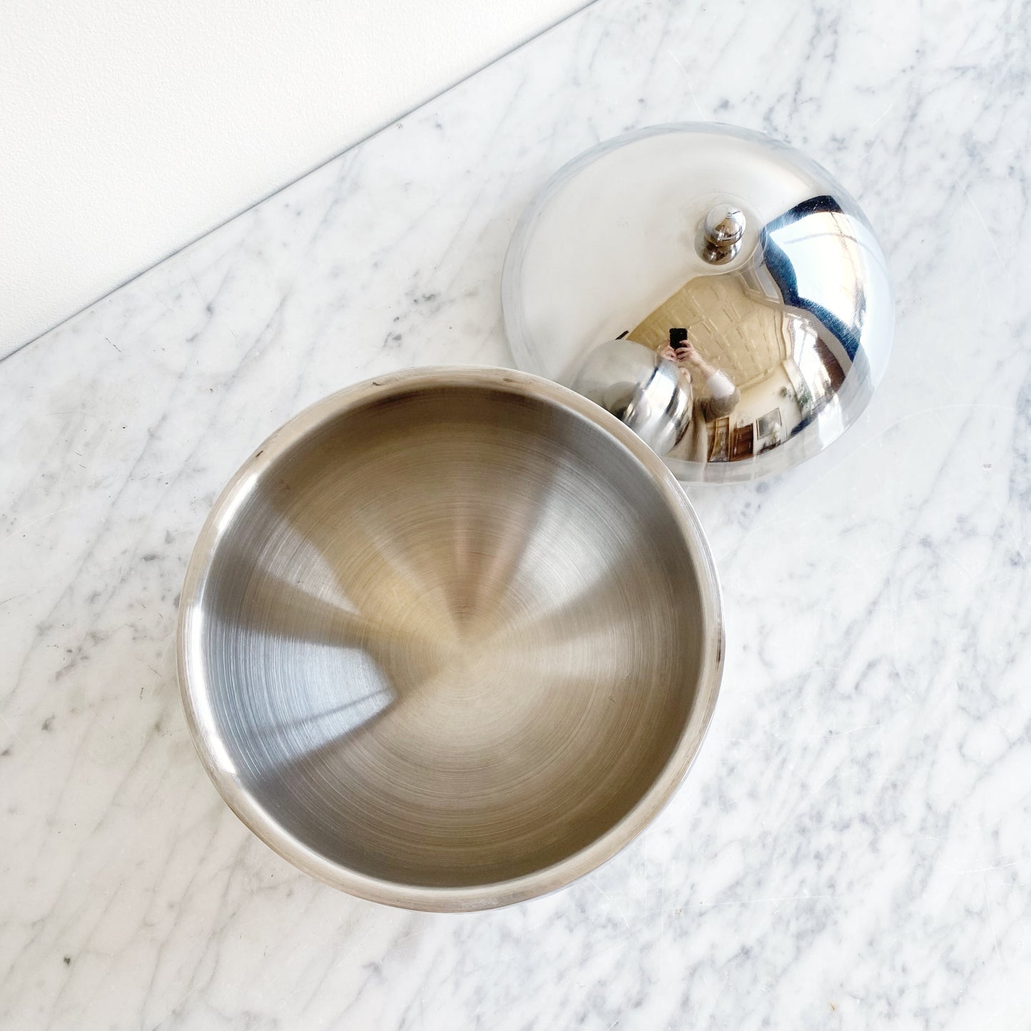 Found Polished Silver Spherical Ice Bucket