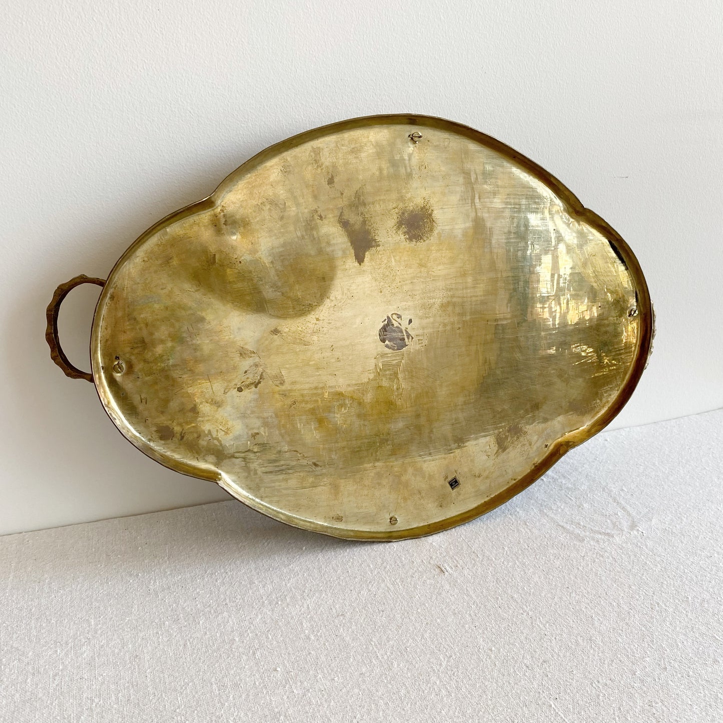 Vintage Brass Tray with Rail