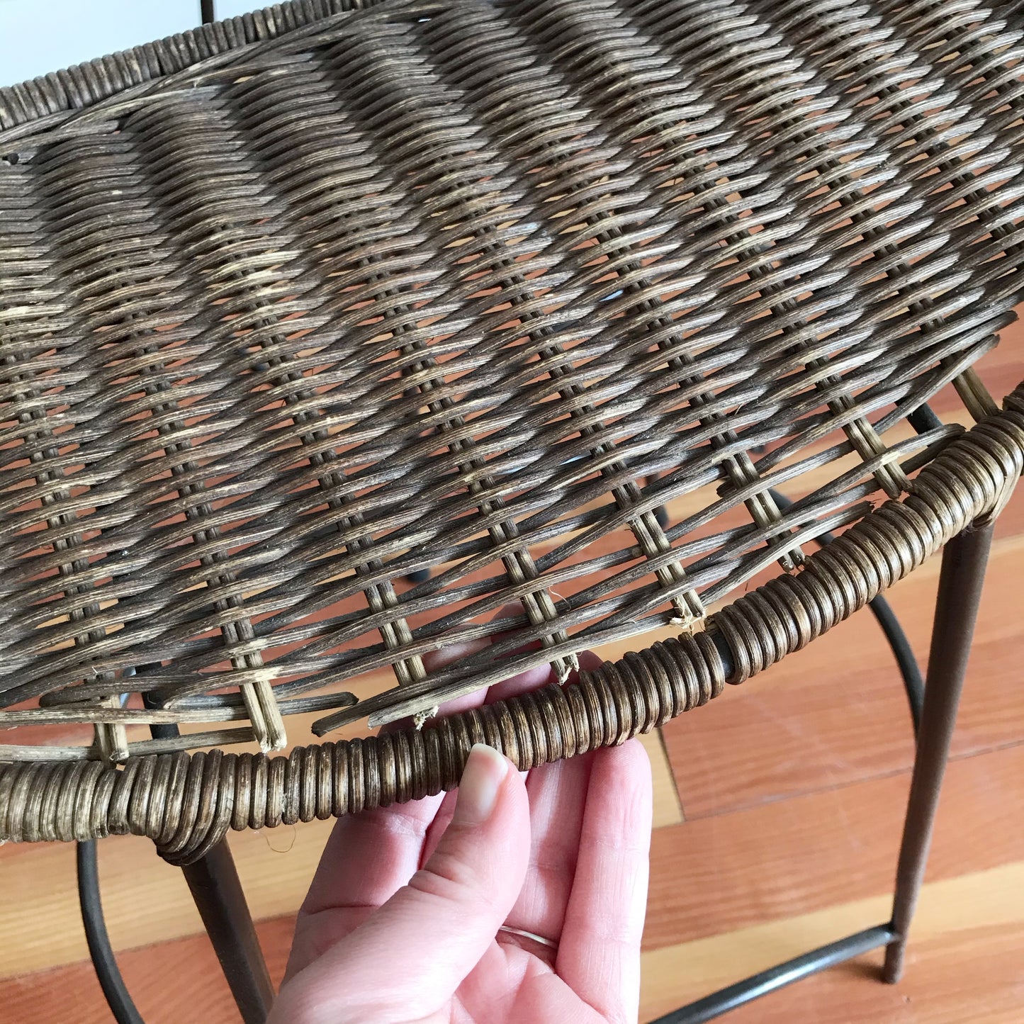 Pair of Vintage Wicker Stools, Attr. Arthur Umanoff