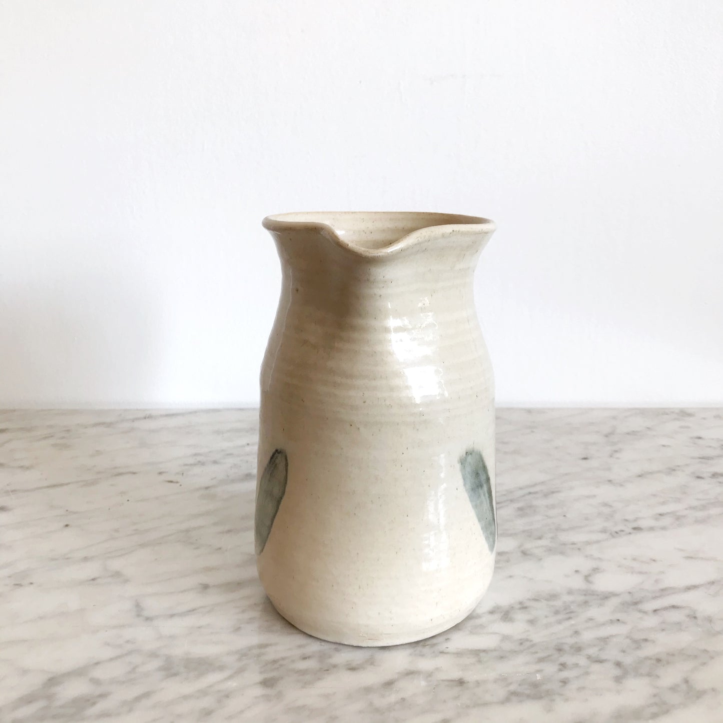 Vintage Stoneware Pitcher with Abstract Strokes