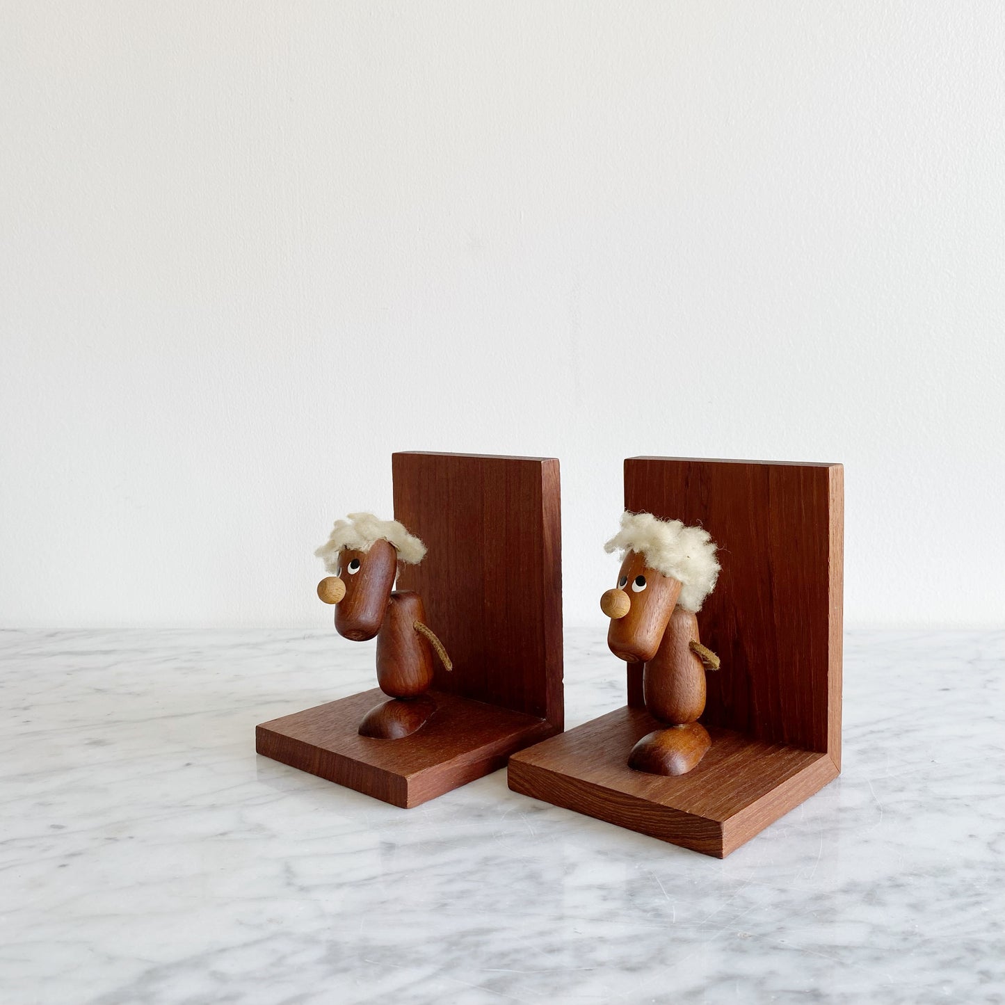 Pair of Vintage Danish Wood Figures Bookends